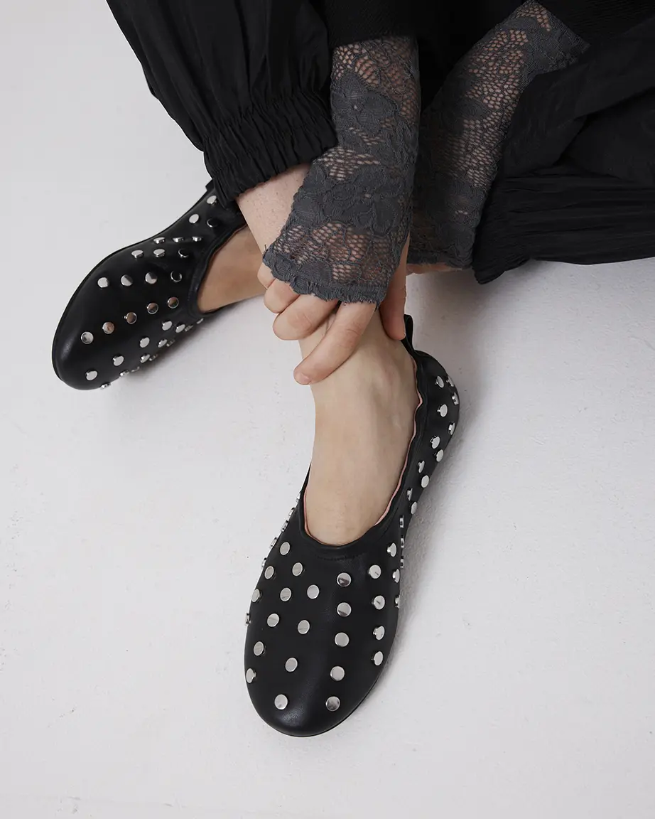 '1969' Ballet Flat | Black Stud - Image 2