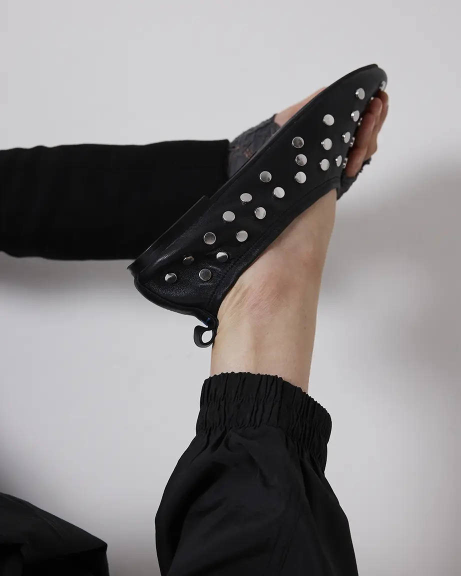 '1969' Ballet Flat | Black Stud - Image 7
