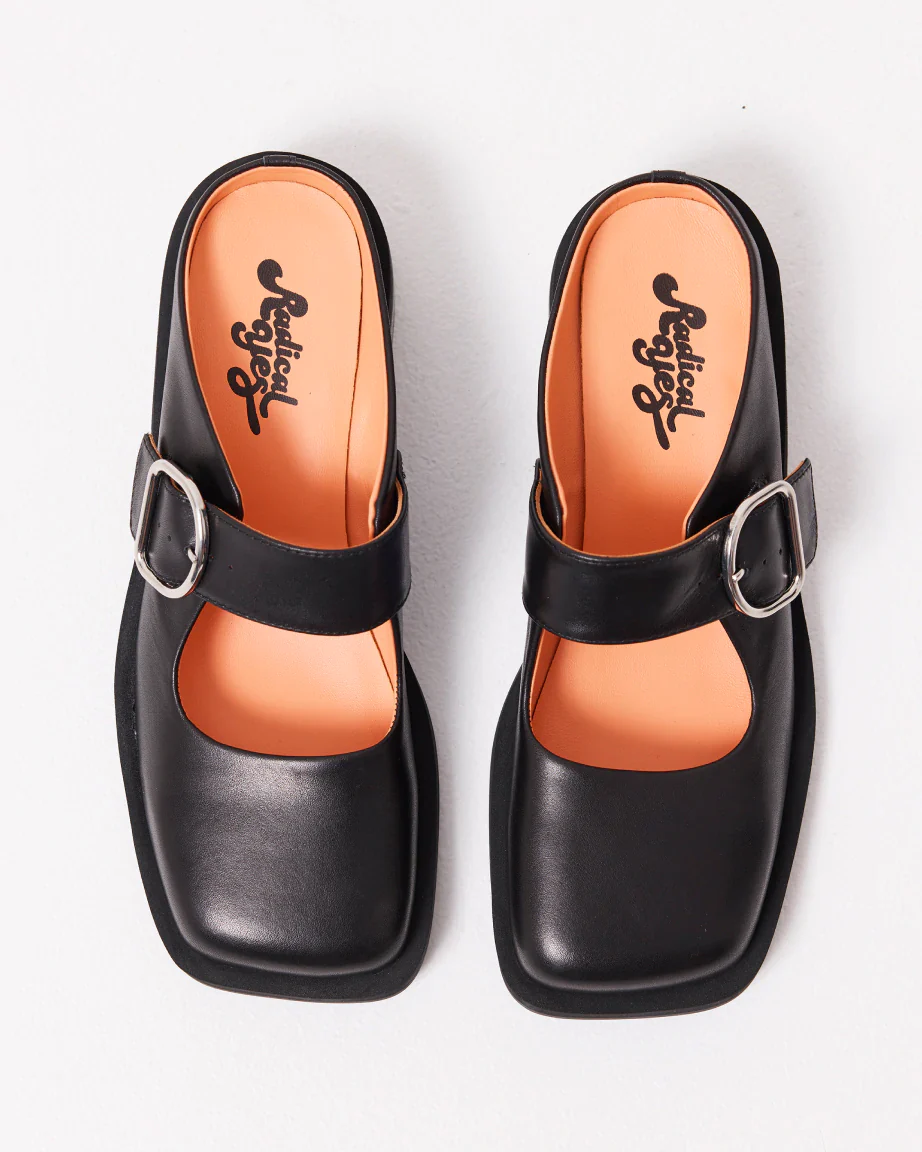 Badu Square Toe Leather Mule | Black - Image 3