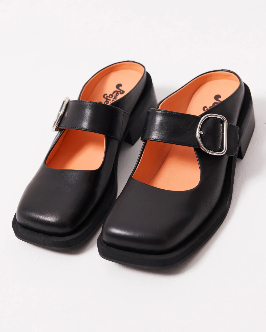 Badu Square Toe Leather Mule | Black - Image 4