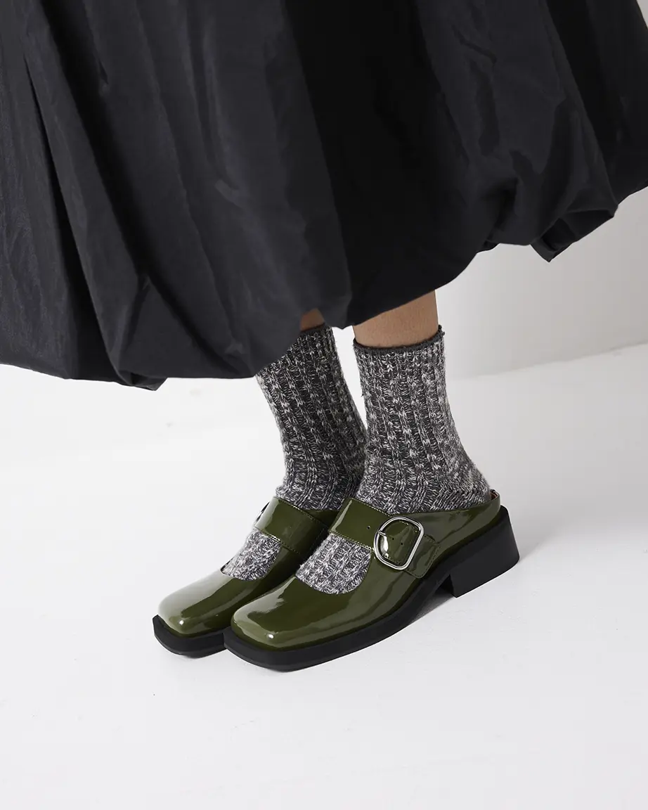 Badu Square Toe Leather Mule | Moss Green - Image 5