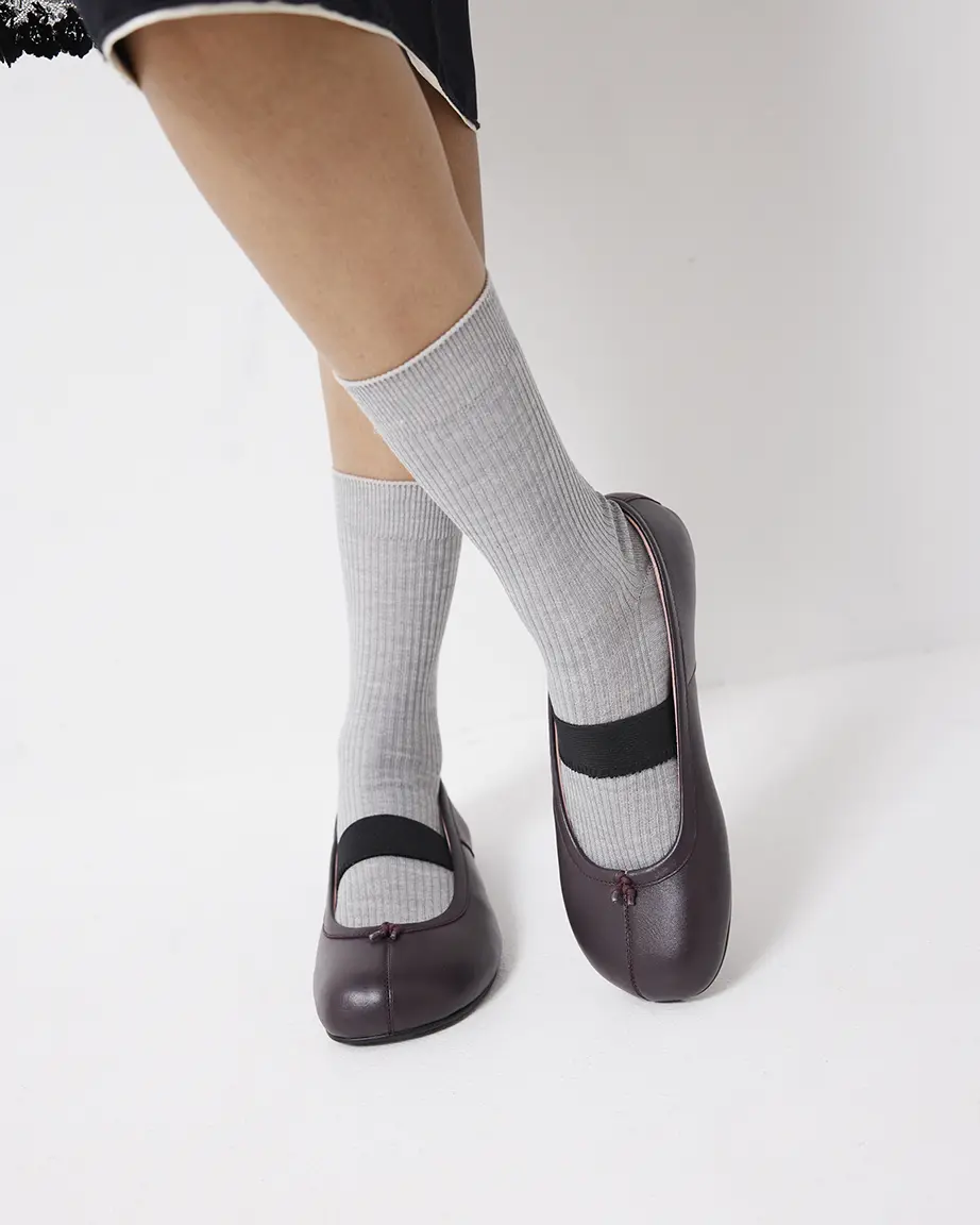 Lou Lou Stitch Toe Ballet | Aubergine - Image 2
