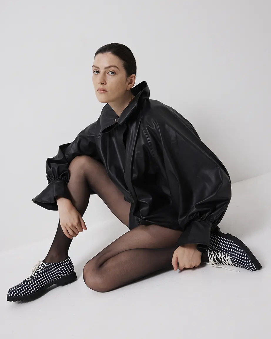 Maya Lace Up | Navy Spot - Image 4
