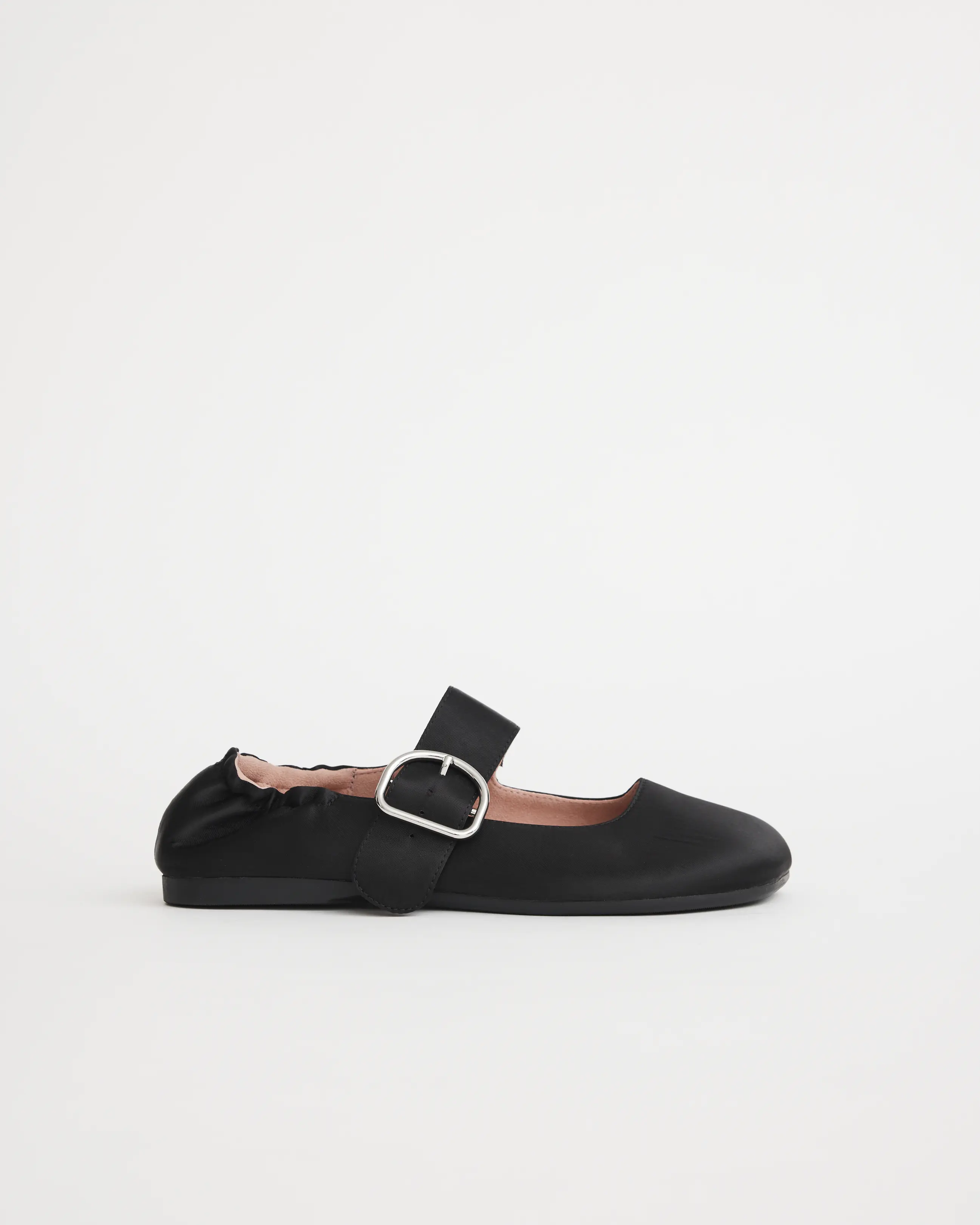Petit Palais Buckle Shoe | Black Satin