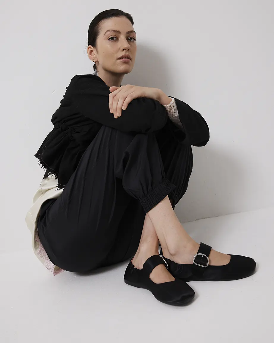 Petit Palais Buckle Shoe | Black Satin - Image 3