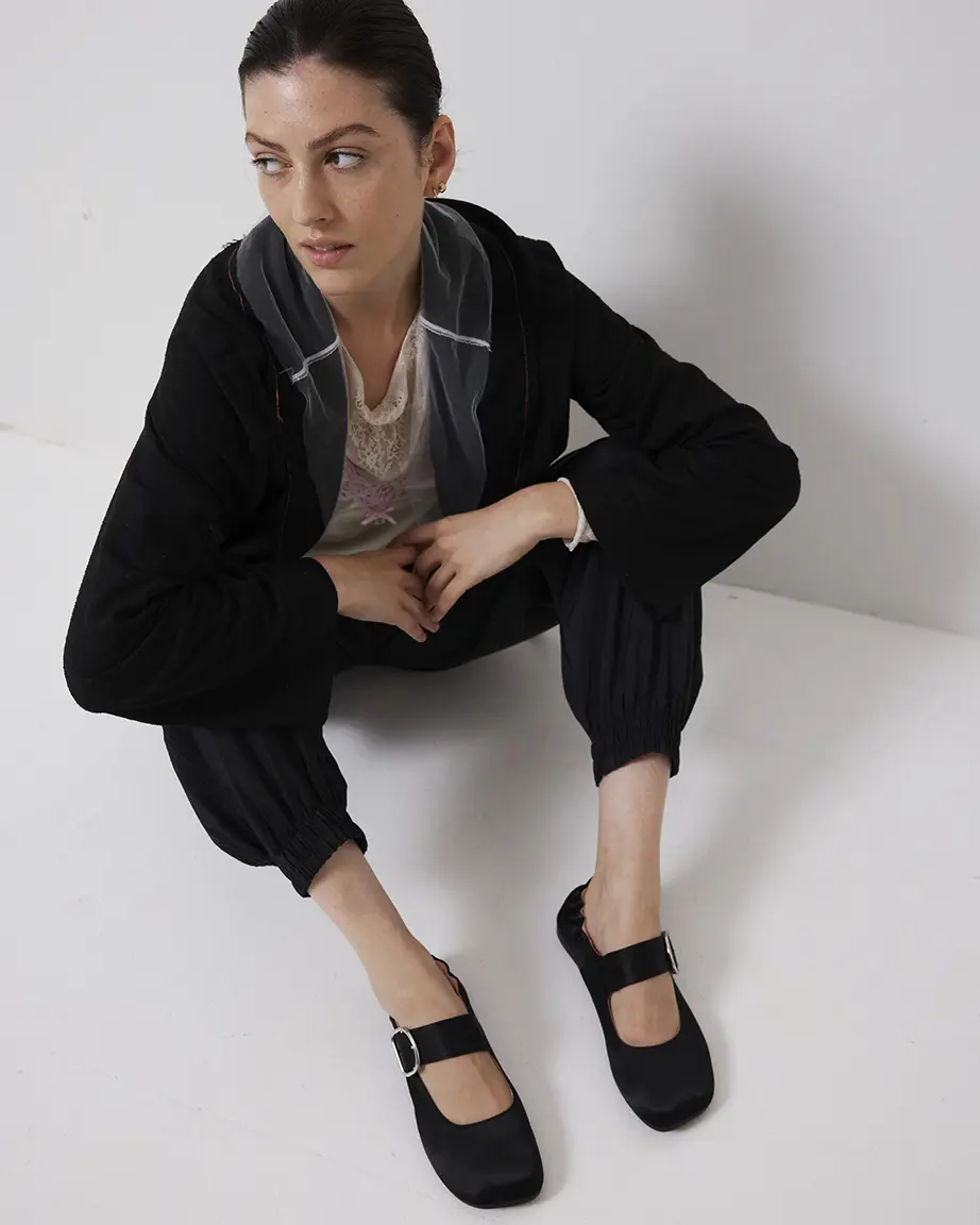 Petit Palais Buckle Shoe | Black Satin - Image 5