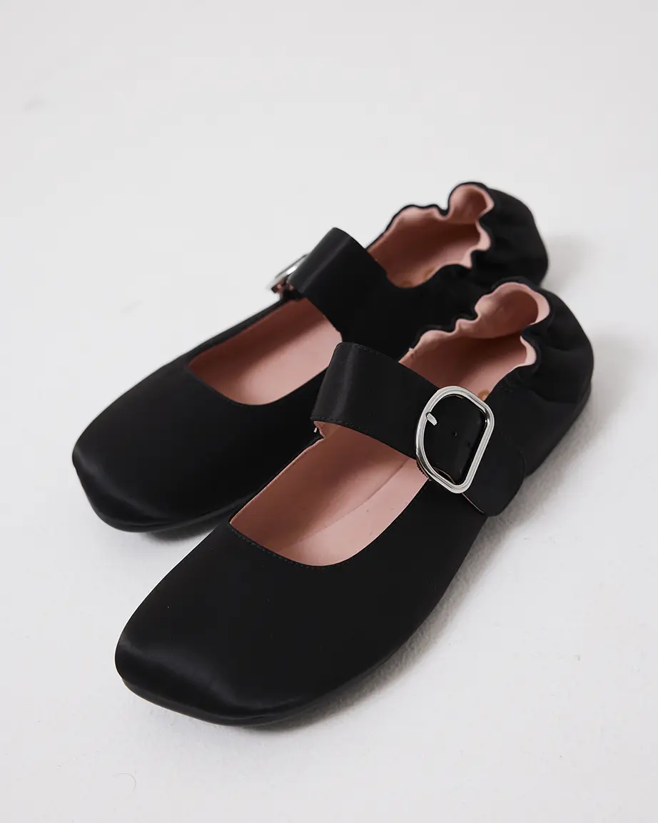 Petit Palais Buckle Shoe | Black Satin - Image 7