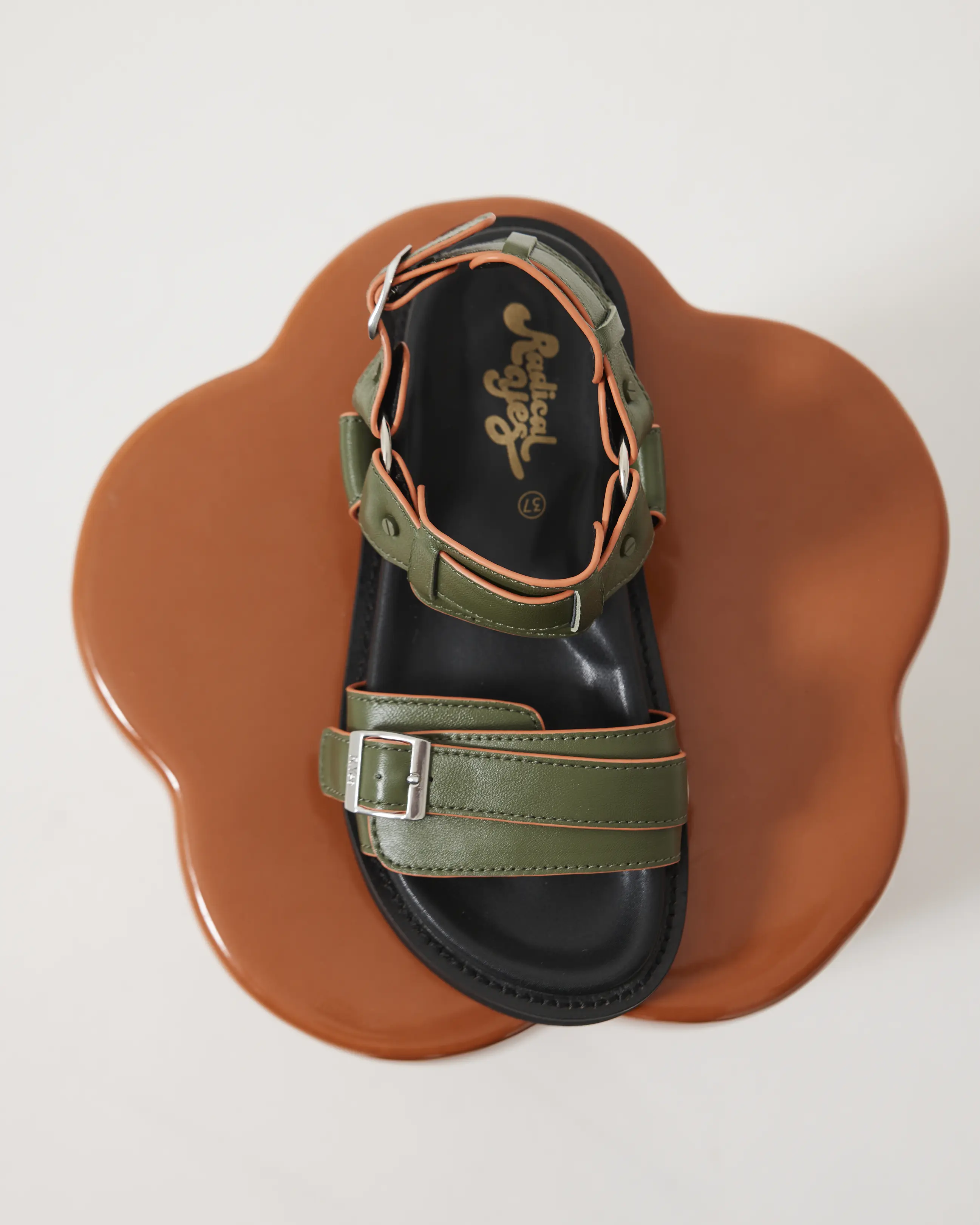Rae Harness Leather Sandal | Moss Green - Image 6