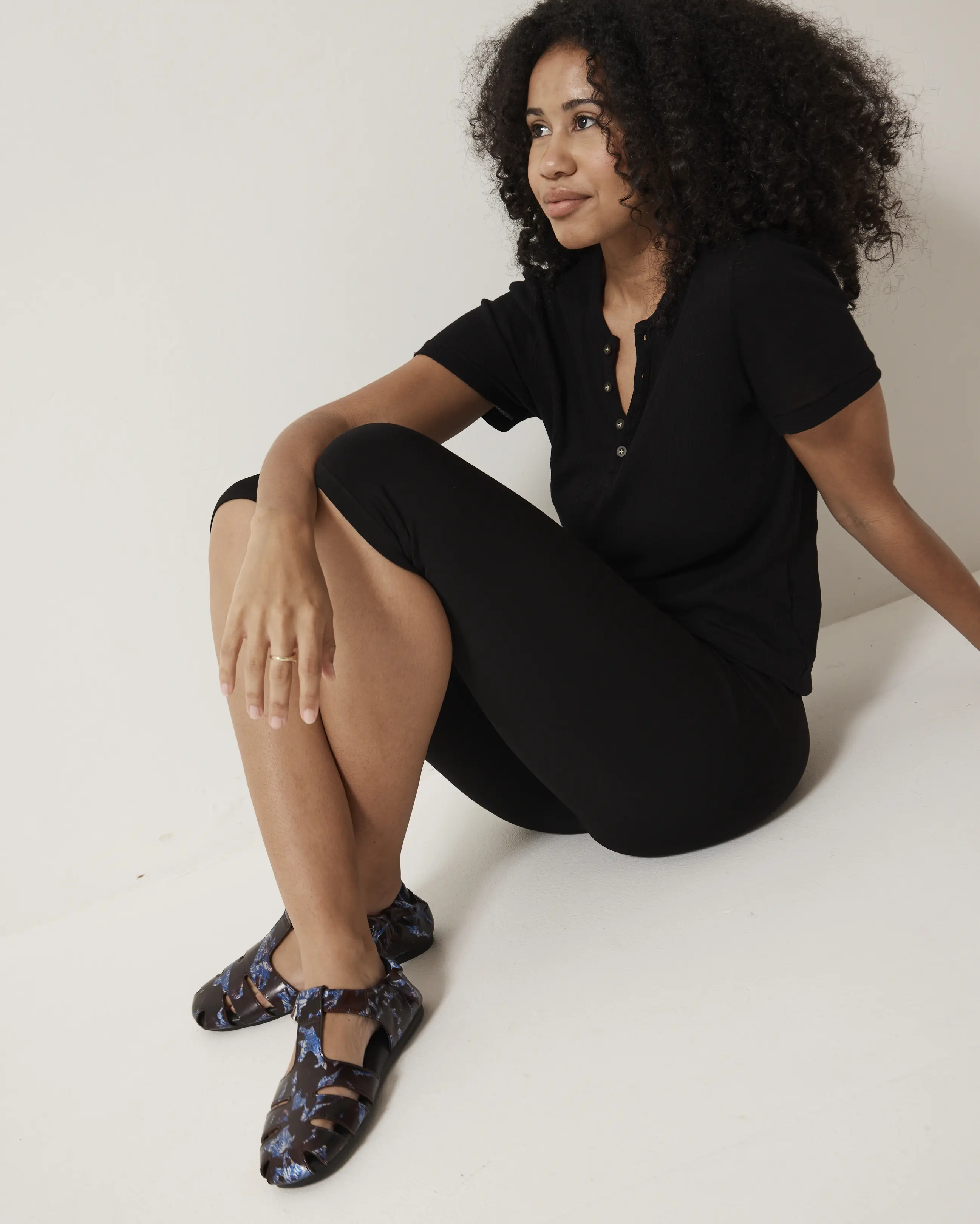 Totem Ruched Leather Sandal | Porcelain - Image 4
