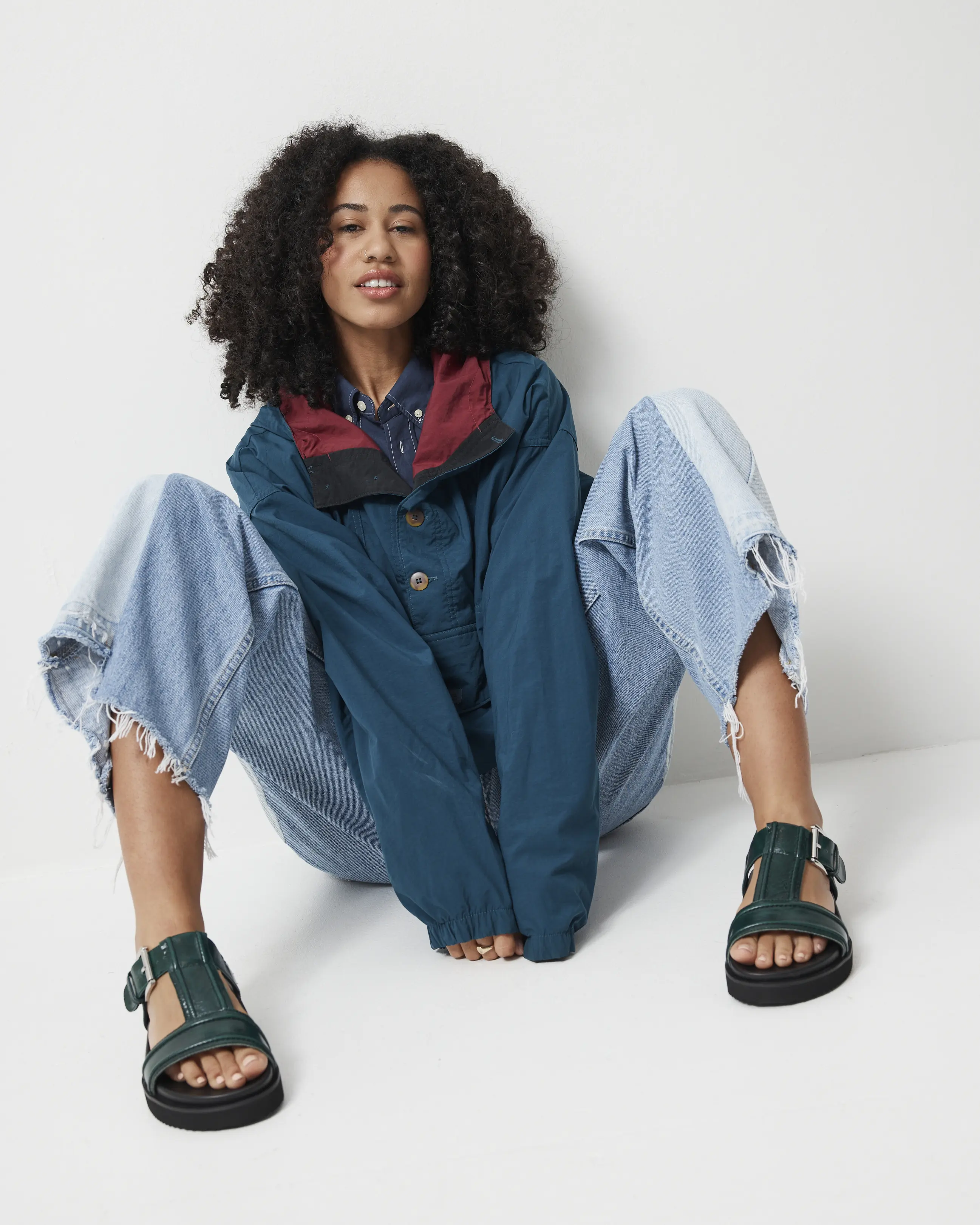 Visby T-Bar Sandal | Jade Green with Black Topstitch - Image 4