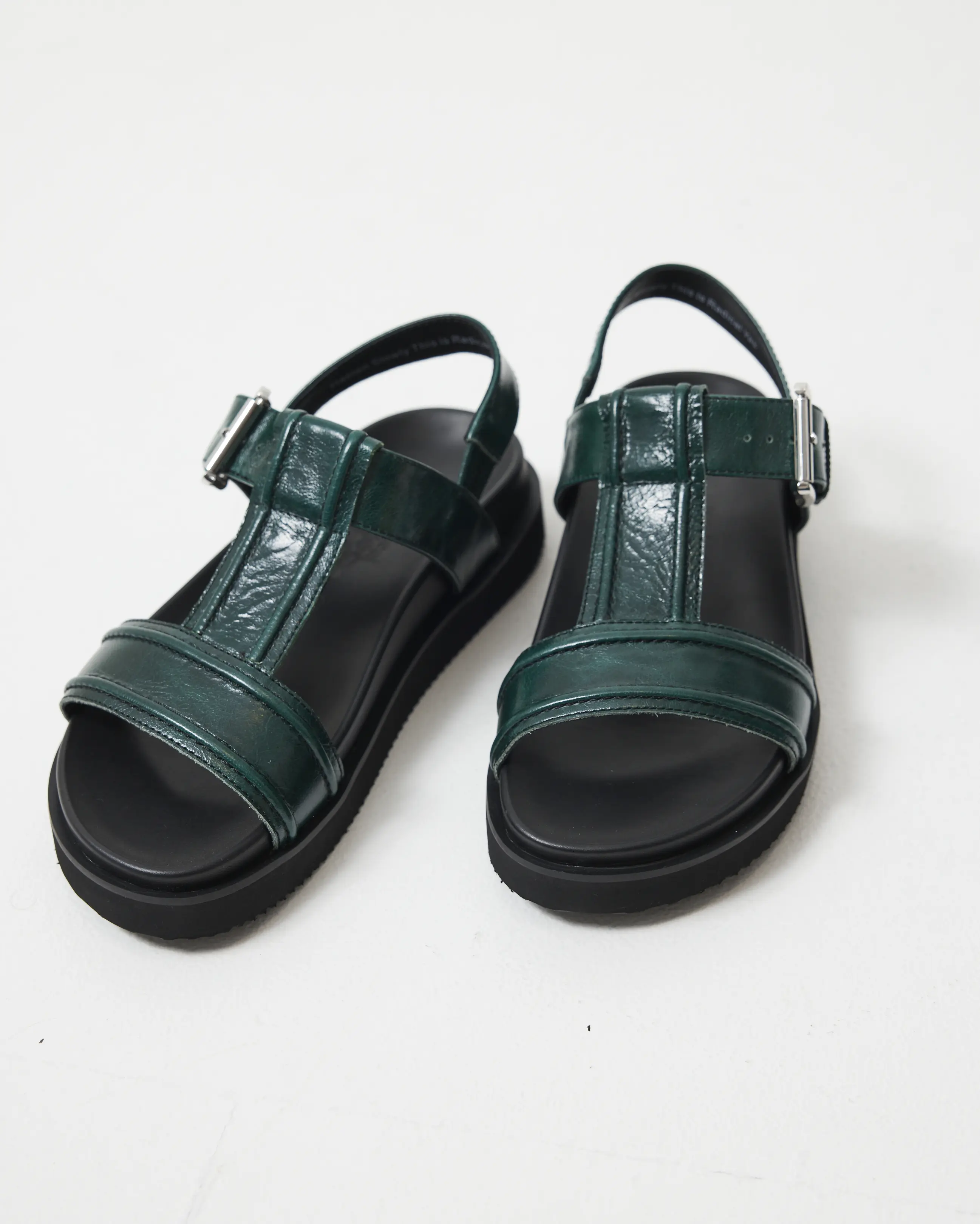 Visby T-Bar Sandal | Jade Green with Black Topstitch - Image 7